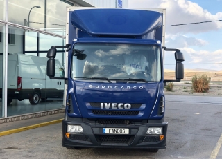 Used truck IVECO Eurocargo ML120E22/P, year 2014, with 256.745km, automatic, engine brake,  air condition, rear camera, close box 7.7m.