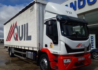 Camión IVECO Eurocargo ML190EL28/P con cabina corta, cambio automático, del año 2016 y 295.428km.

Carrozado con caja tauliner, paredes y techo correderas, y plataforma elevadora retráctil. 
Caja con unas medidas interiores de 8.47m de longitud x 2.47m de ancho x 2.63m de altura.

Precio 44.500€+IVA con camión reacondicionado, itv y tacografo en vigor, mantenimientos hechos y SIN garantía.