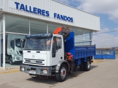 Used Truck IVECO ML180E27, year 2000 wih 91.277km, with tipper box and crane Palfinger PK11001D with 5 arms.