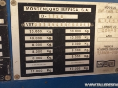 Bañera basculante marca Montenegro, de 3 ejes de ballesta, el primero elevable. año 2003