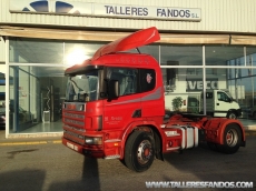Tractor head Scania P124, 360, 4x2, manual, with a bed, tyres 315/80R22.5
