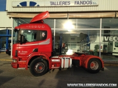 Tractor head Scania P124, 360, 4x2, manual, with a bed, tyres 315/80R22.5