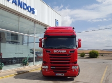 Cabeza tractora de ocasión marca Scania modelo R440 Euro 5, automático con intarder, año 2014, 537.850km, con frío nocturno, manos libres, nevera...